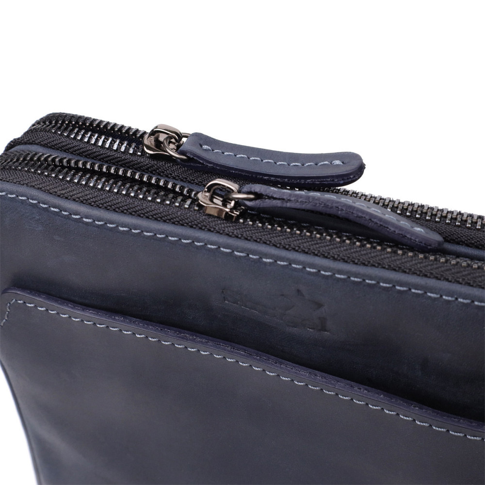 Практичная мужская сумка через плечо из винтажной натуральной кожи Синий (SHVIGEL) Киев - изображение 9