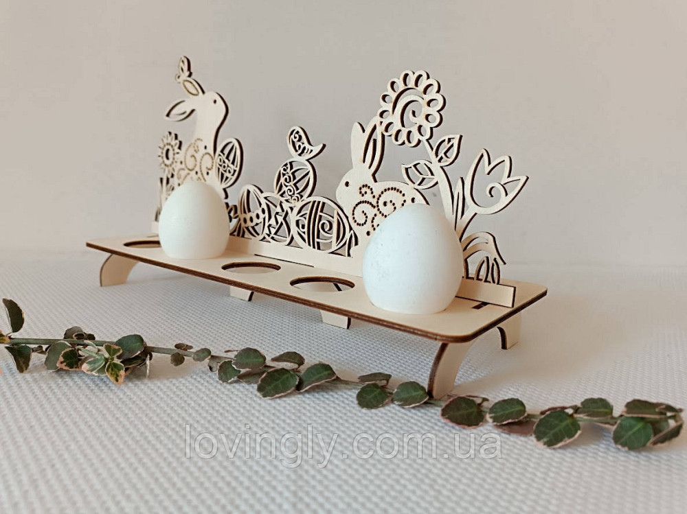 Деревянная подставка на 10 пасхальных яиц 
