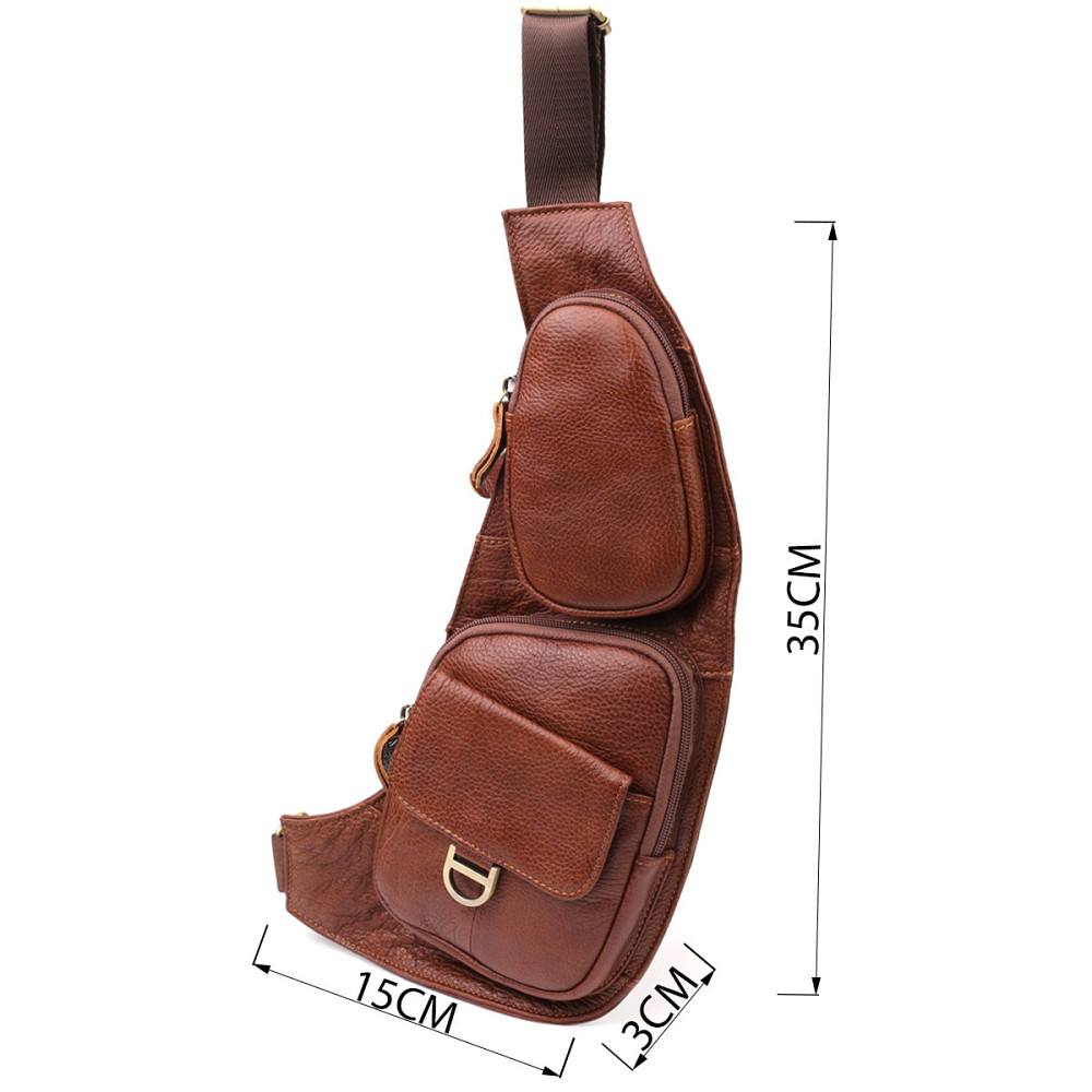 Мужская сумка через плечо из зернистой натуральной кожи Vintage 22966 Коричневый Киев - изображение 3