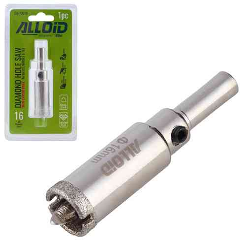 Свердло корончате алмазне по склу та кераміці 16мм з центрувальним свердлом Alloid Одеса