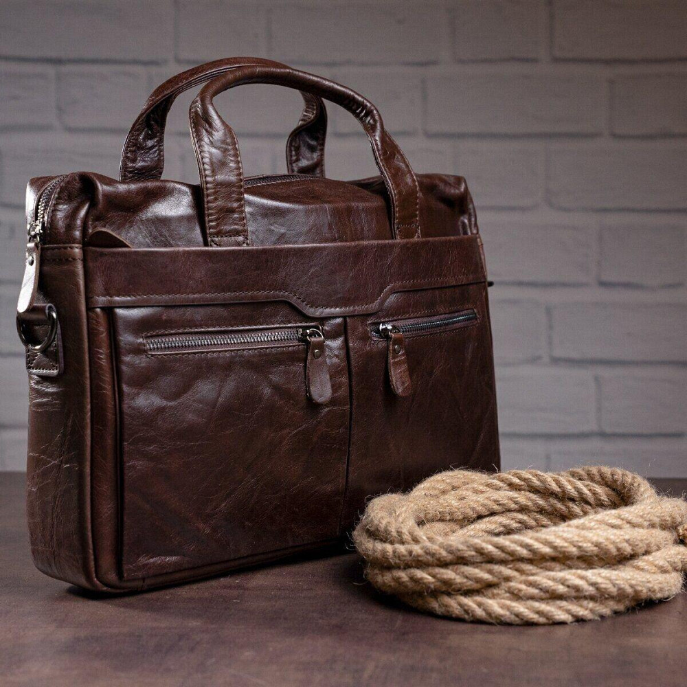 Сумка чоловіча Vintage 14088 Коричнева Київ - фото 9