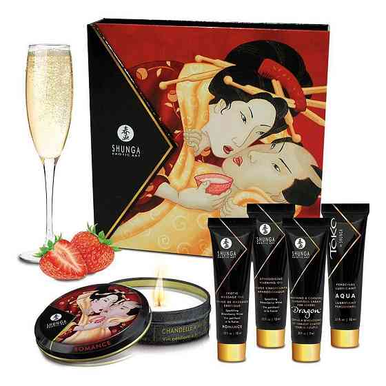 Подарочный набор Shunga GEISHAS SECRETS - Sparkling Strawberry Wine: для шикарной ночи вдвоем Sex Aura Киев