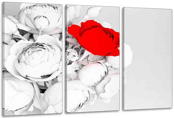 Модульна картина у вітальню/ спальню  Червоний піон   ART-301_3A 70х130 см Київ