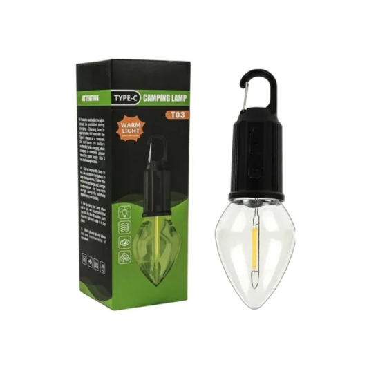 Акумуляторна підвісна лампа Camping Lamp T-03: кемпінговий LED ліхтар з карабіном, Type-C та 3 режимами Одеса