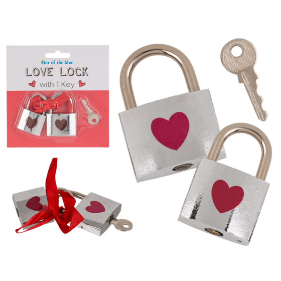 Металеві замочки з ключиком Love Lock, 4,7 см і 5 см Sex Aura Київ