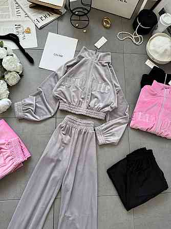 Женский стильный костюм двойка кофта с вышивкой и штаны велюр Серый, 42/44 Одесса