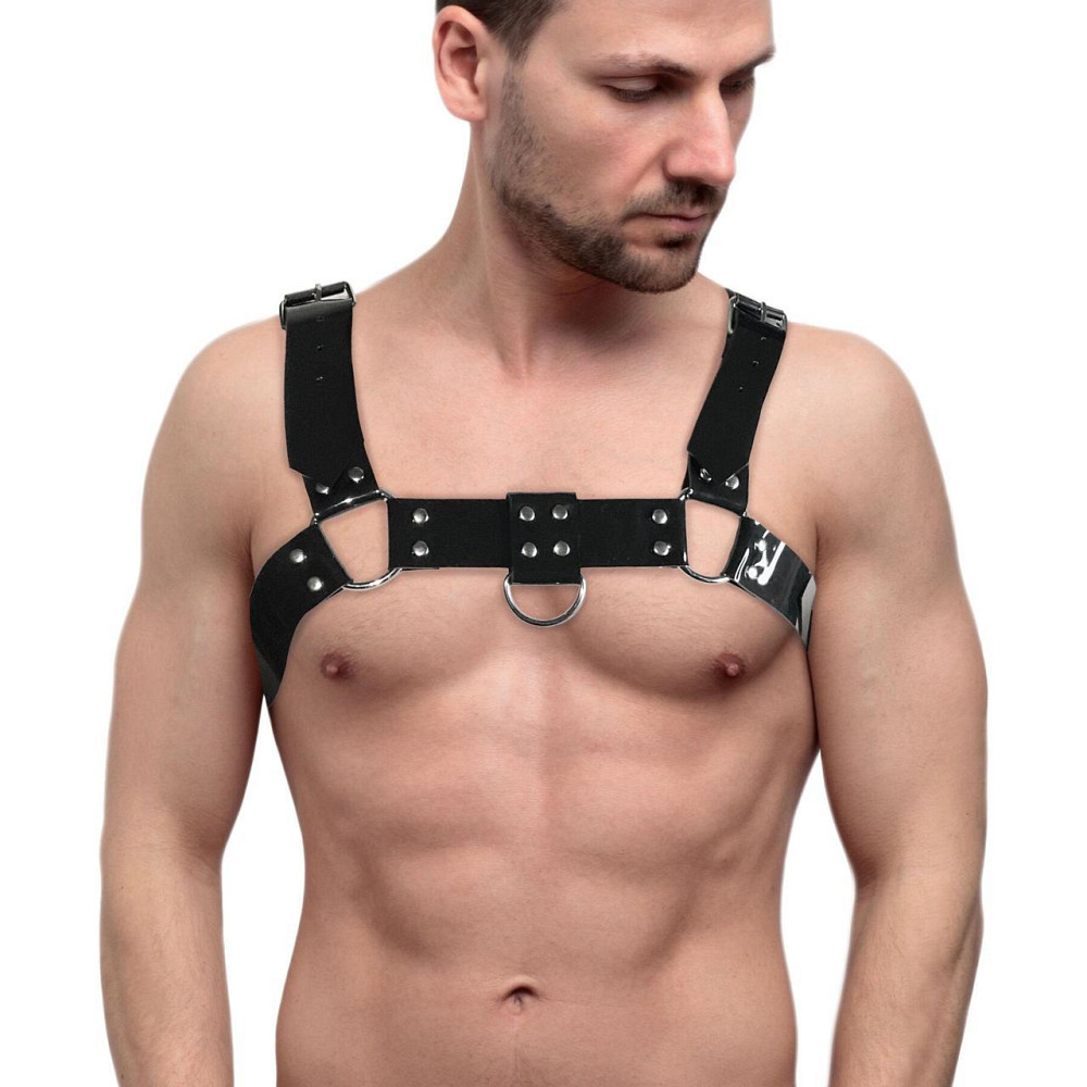 Чоловіча портупея на груди Feral Feelings - Bulldog Harness Black Sex Aura Київ - фото 1