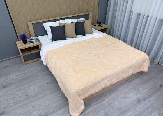 Плед-покривало 200х230 см (+-10см) Травка на овчині колір кремовий з білим (87-220) Київ