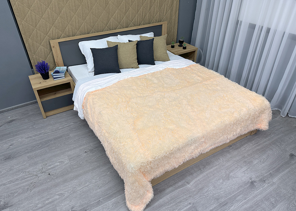 Плед-покривало 200х230 см (+-10см) Травка на овчині колір кремовий з білим (87-220) Київ - фото 3