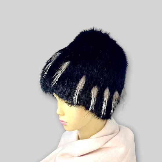 Шапка хутряна жіноча Наілья із чорнобурою Чорний Харків