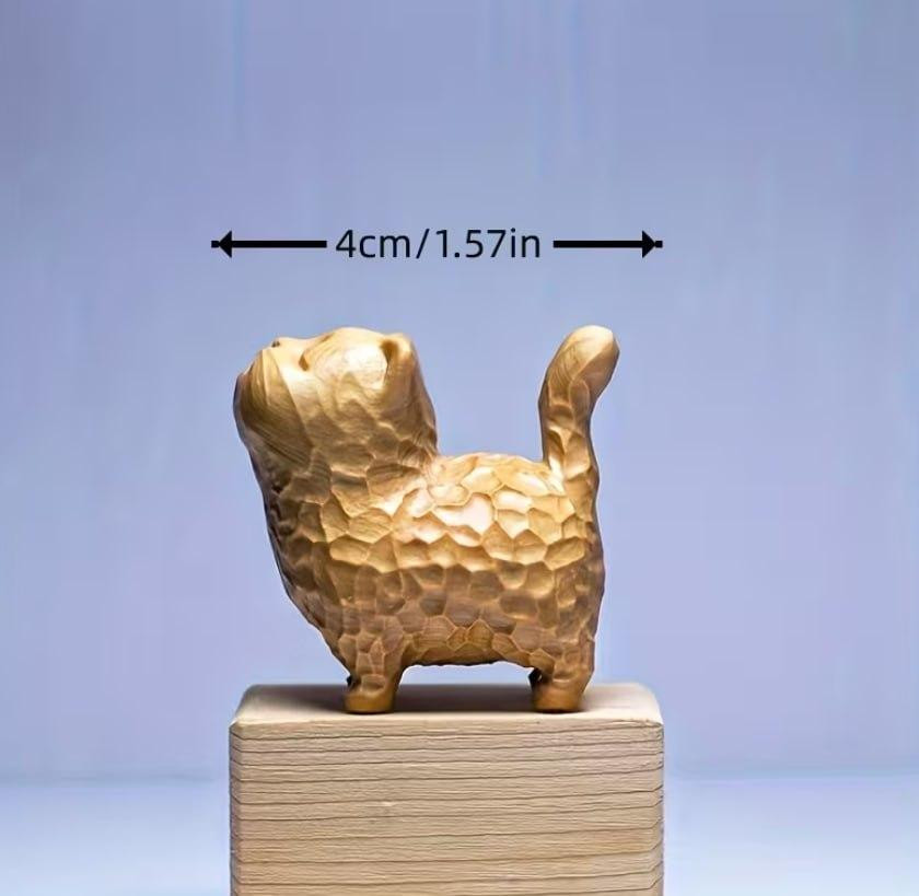 Деревянная фигурка кот 4 см, декоративная статуэтка кота из дерева Киев - изображение 2