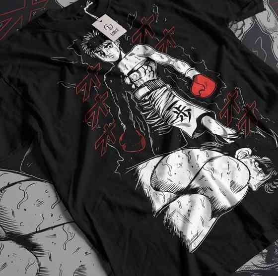 Футболка з аніме принтом Хаджіме Но Іппо Хаджіме оверсайз (S/M/L) Чорний AnimeJ0885 Дніпро