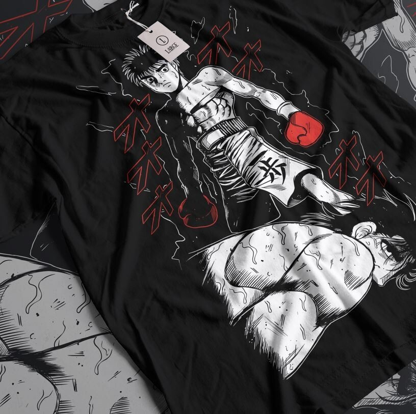 Футболка з аніме принтом Хаджіме Но Іппо Хаджіме оверсайз (S/M/L) Чорний AnimeJ0885 Дніпро - фото 1