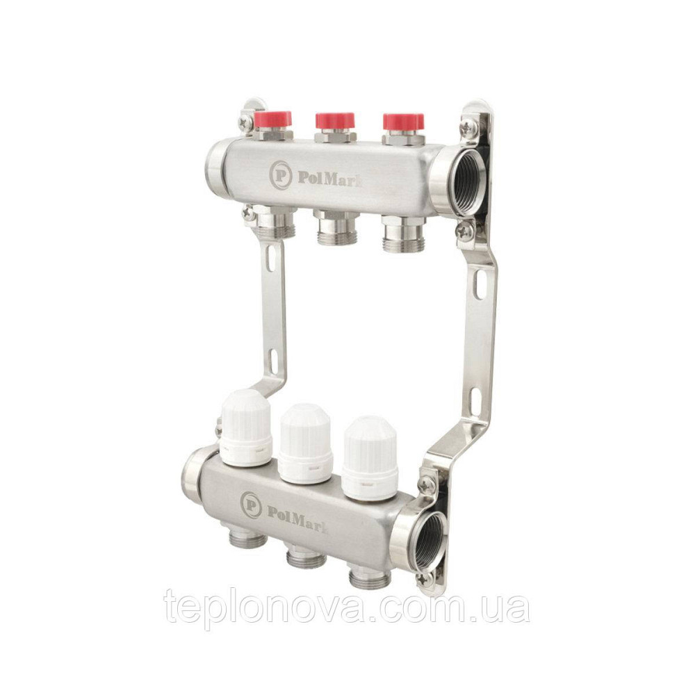 Колектор нержавійка на 3 пари виходів  "Polmark" для теплої підлоги та радіаторів Чернівці - фото 1
