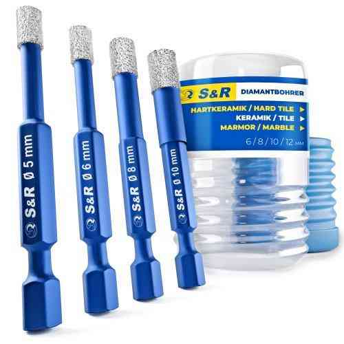 Набір алмазних свердл по склу і кераміці S&R Hex 1/4" 4 шт Одеса