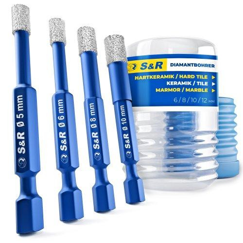 Набір алмазних свердл по склу і кераміці S&R Hex 1/4" 4 шт Одеса - фото 1