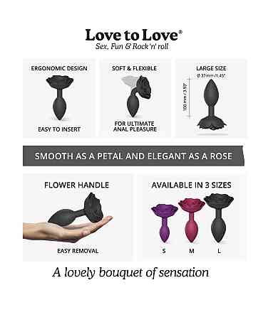 Силіконова анальна пробка Love To Love OPEN ROSES L SIZE - BLACK ONYX Sex Aura Київ