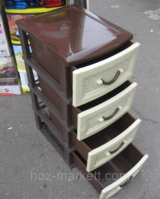Комод пластиковий на 4 ящики бежево-коричневий Харків - фото 5