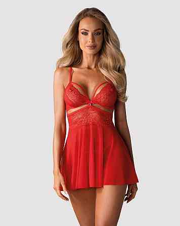 Бэби-долл Obsessive 838-BAB-3 babydoll & thong red L/XL Sex Aura Киев