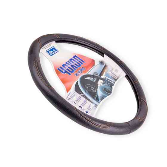 Чехол xхxl кожзам (47 - 49 см) черный коричневая нить руля Мукачево