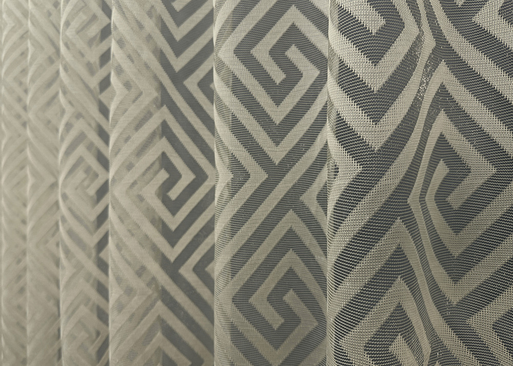 Тюль жакард, колекція "Ромб Меандр" колір бежевий 1557т Київ - фото 4