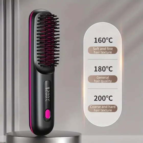 Бездротова щітка-випрямляч для бороди BRAVION B7 35 Вт, 160–200°C, LED-дисплей, акумуляторна Київ