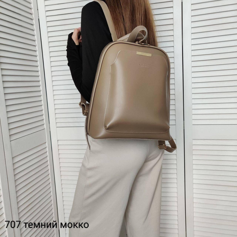 Брендовый женский рюкзак-сумка. Женский маленький брендовый рюкзак-сумка. Цвет Мокко 707 Киев - изображение 4