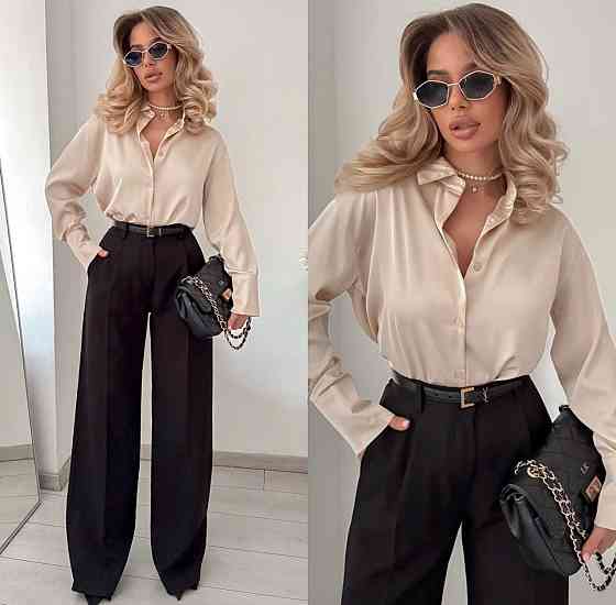 Жіночі базові штани палаццо костюмка Чорний, 46/48 Одеса