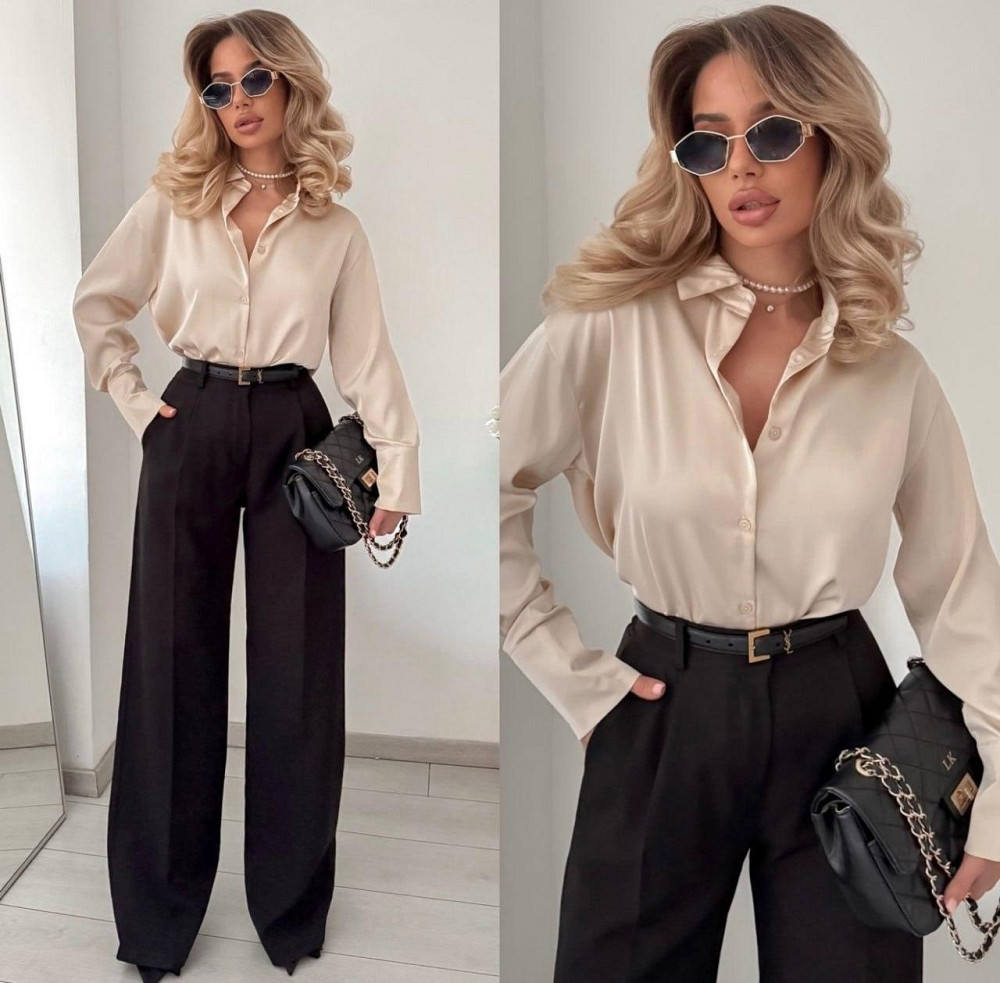 Женские базовые брюки палаццо костюмка Черный, 46/48 Одесса - изображение 1