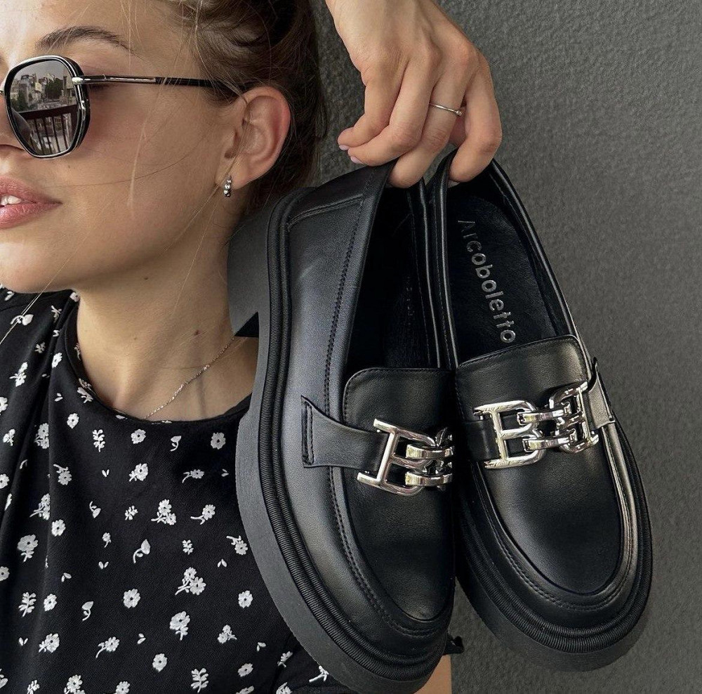 Arcoboletto Туфлі жіночі Arcoboletto чорні натуральна шкіра низький хід 36-40 (5365) Коломия - фото 6