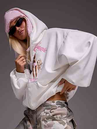 Жіночий трендовий оверсайз худі на блискавці трьохнитка на флісі Одеса