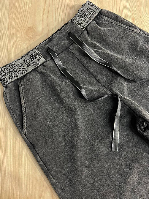 Брюки женские Yimeite 516 мом бананы вареные тай дай трикотажные талия на резинке черные, черный, З2 Киев - изображение 9