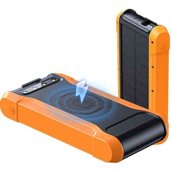 Батарея універсальна PowerPlant 20000mAh, PD/18W, QC3.0, USB-C, USB-A*2, Wireless, Solar panel (PB930487) Київ