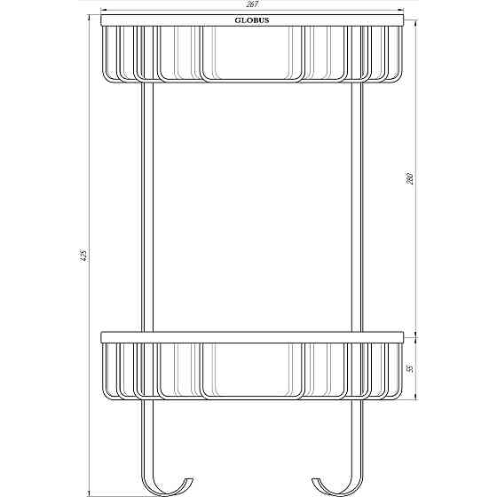 Поличка в душову SS8488-кутова Подвійна НЕРЖ-SUS304-(200*200*425мм)-(Globus Lux) Киев