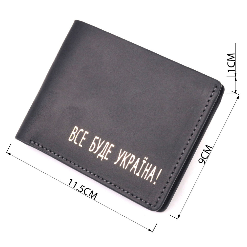 Функціональний шкіряний гаманець без застібки Чорний (GRANDE PELLE) Київ - фото 7