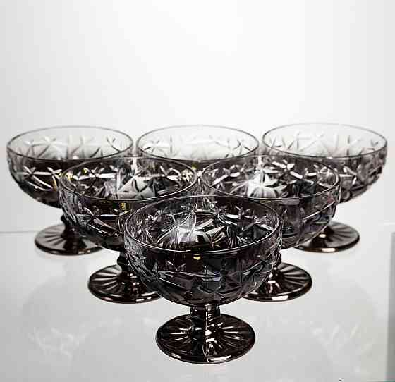 Набір креманок на ніжці 6 штук 340 мл скляні креманки для морозива жле та десертів Сірий HP-19-185 Київ