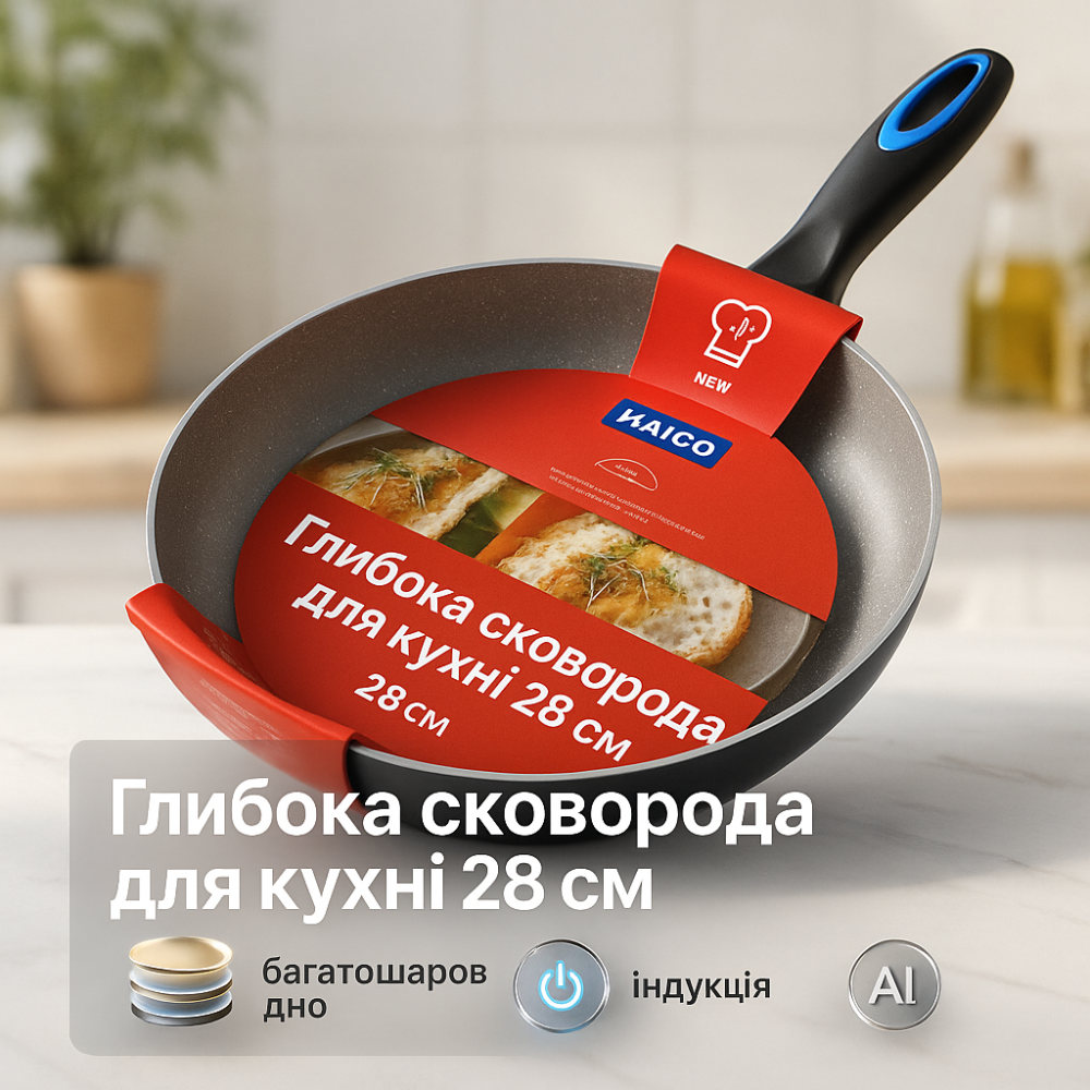 Сковорода зручна на кухню, Сковорода з антипригарним покриттям для газової плити, Сковороди без масла WO-37 Львів - фото 15