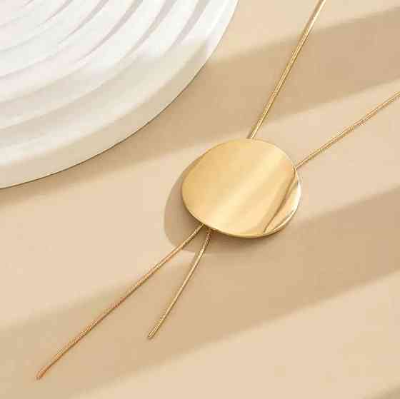 Мінімалістичне кольє-ларіат золотисте з круглим елементом Київ