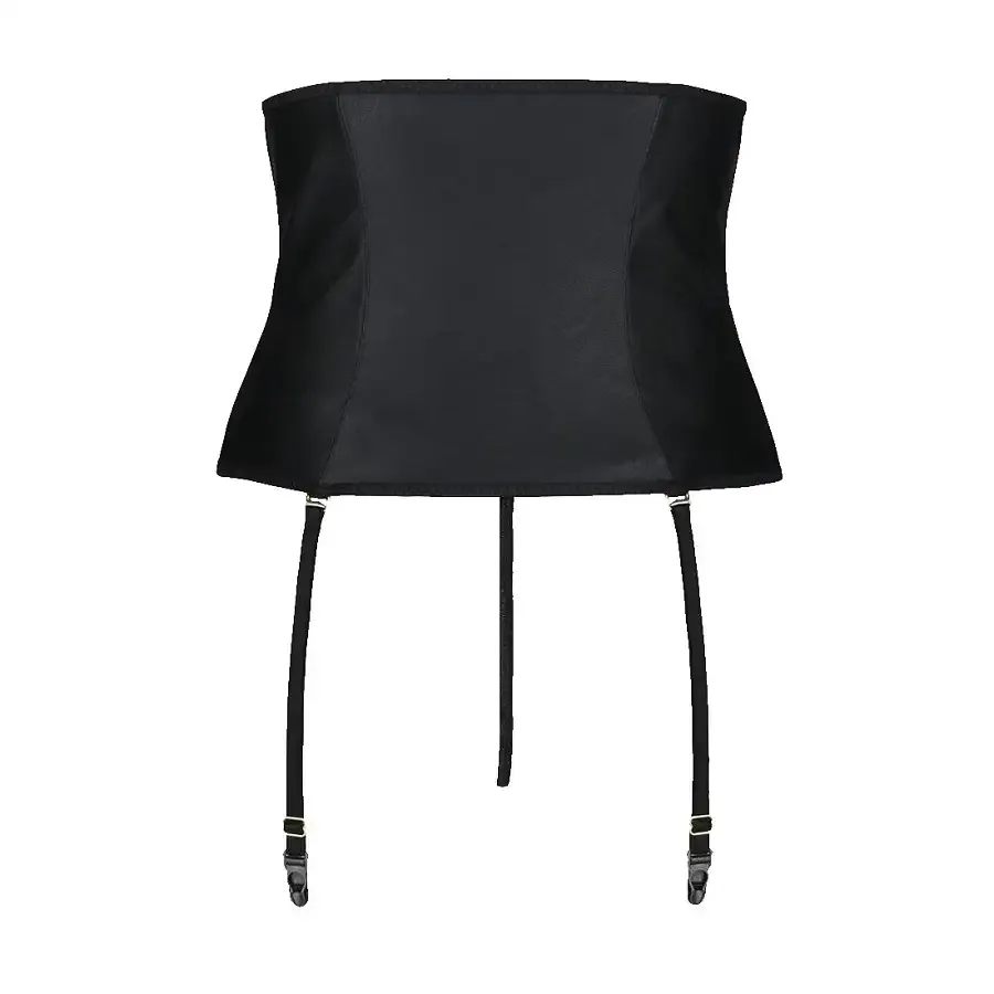 Пояс-корсет з екошкіри Passion CELINE SET with Open Bra 6XL/7XL, black, шнурівка, пажі, стрінги Львов - изображение 4
