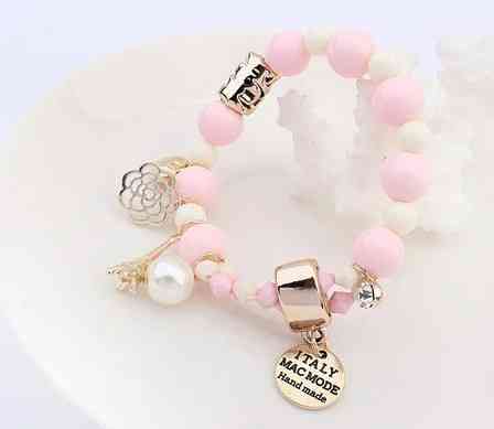 Женский браслет с розовыми бусинками Киев