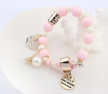 Женский браслет с розовыми бусинками Киев - изображение 1