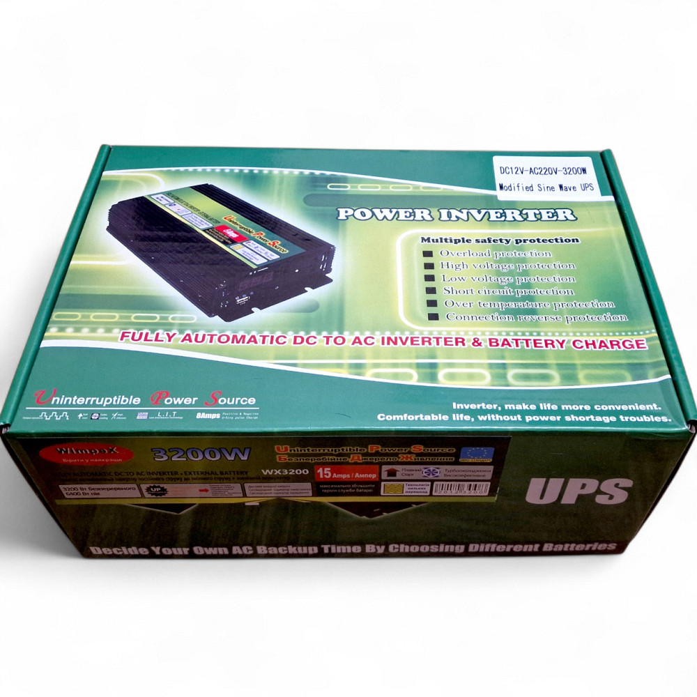 ДБЖ Перетворювач напруги автомобільний Wimpex WX 3200 USB, інвертор з UPS і зарядкою 1000Wat Одеса - фото 16