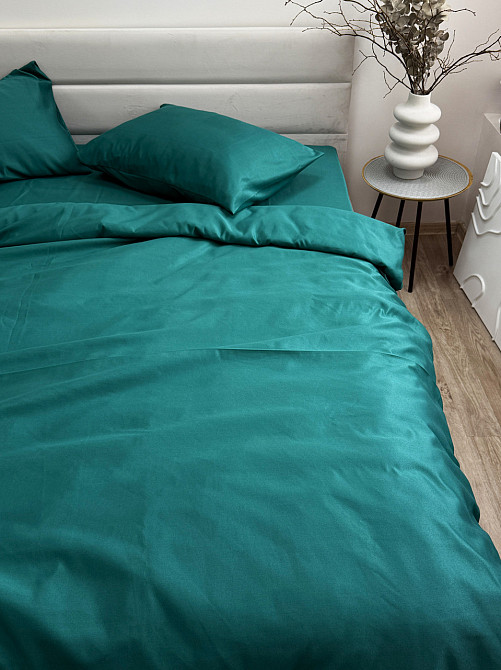 Ecotton Комплект постільної білизни Ecotton Євро 210х220 см однотонний темно-зелений смарагдови Коломыя - изображение 3