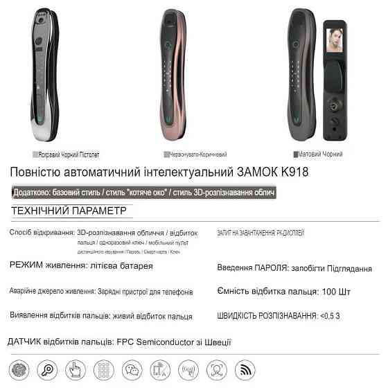 Дверной замок 920 со сканером отпечатка пальцев (283548518) Киев