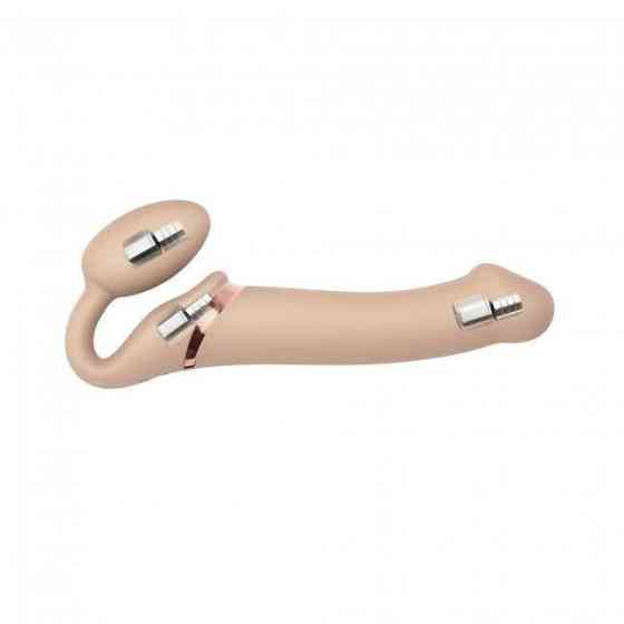 Безремінний страпон з вібрацією Strap-On-Me Vibrating Flesh L, діаметр 3,7 см, пульт ДК, регульовани Sex Aura Київ