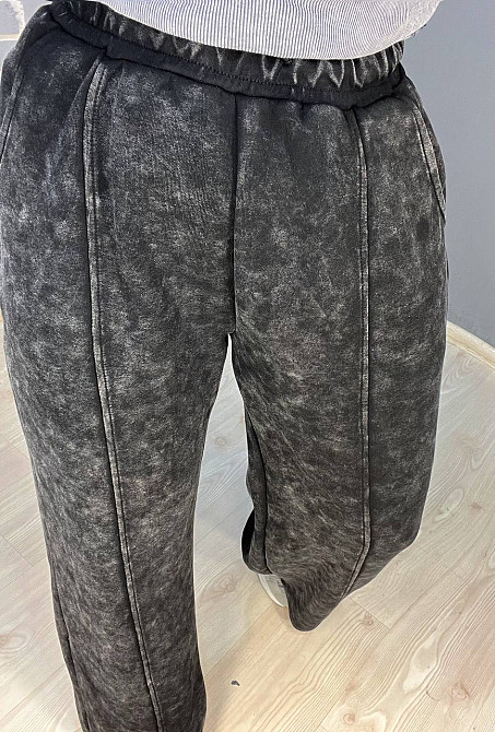 Штани жіночі Joy one 9066 варені широкі палаццо зі швом по центру та кишенями темно сірі, темно-сіри Одеса - фото 6