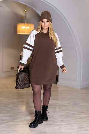 Тепле плаття із тринитки на флісі "Cindy"  | Норма Шоколадний, 46-48 Київ