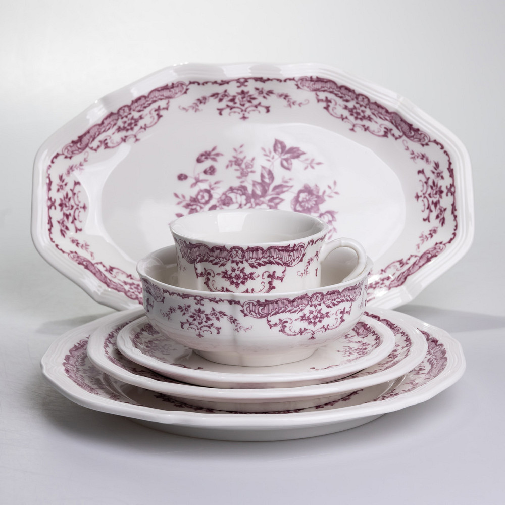 Столовий набір посуду тарілок і чашок 32 предмети на 6 персон «Бордовий Меандр» порцеляновий YY78-3A Коломия - фото 9