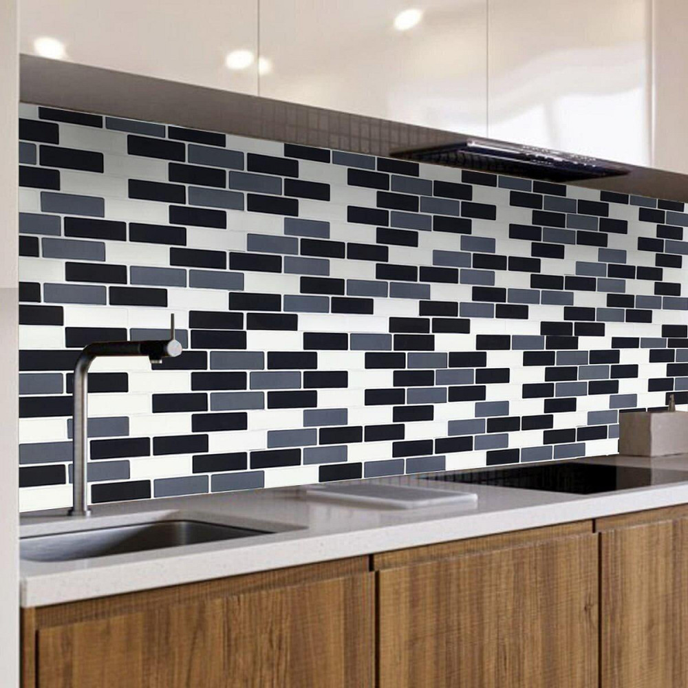 Самоклеющаяся полиуретановая плитка черный серый молочный кирпич 305х305х1мм (D) SW-00001329 Днепр - изображение 6