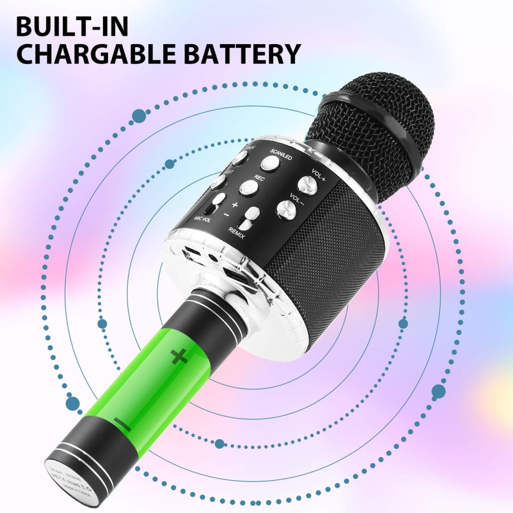 Бездротовий караоке-мікрофон Fede FM920506 Bluetooth, 5 Вт, RGB-підсвічування, зміна голосу, Echo, для дітей та дорослих Київ - фото 6